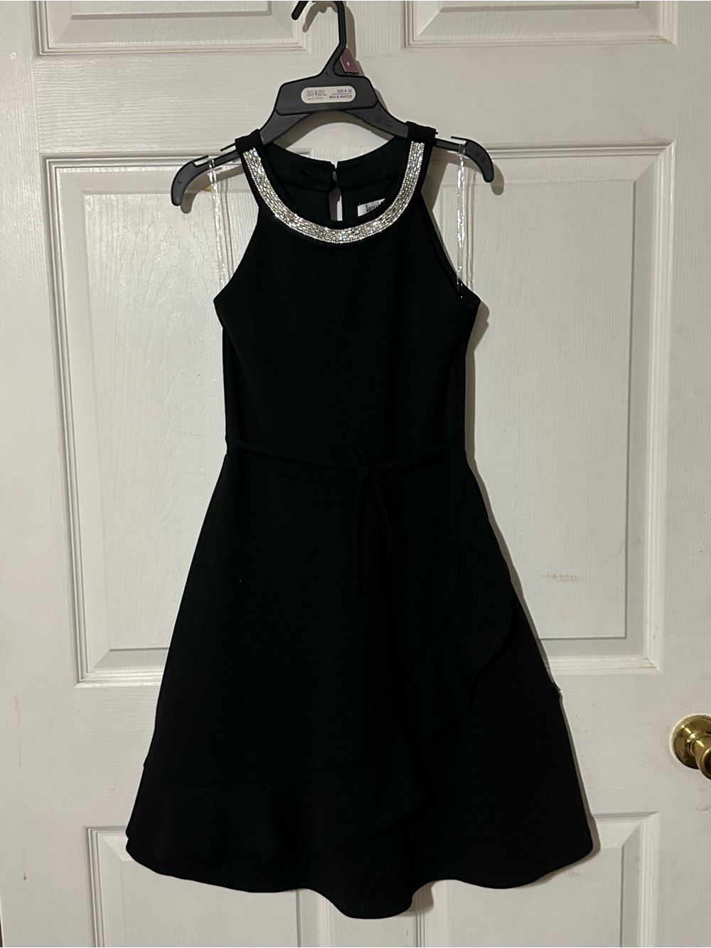 Speechless Black Sleeveless Dress with Rhinestone Neckline